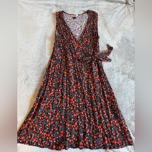 Universal Thread Black and Red Floral Midi Dress